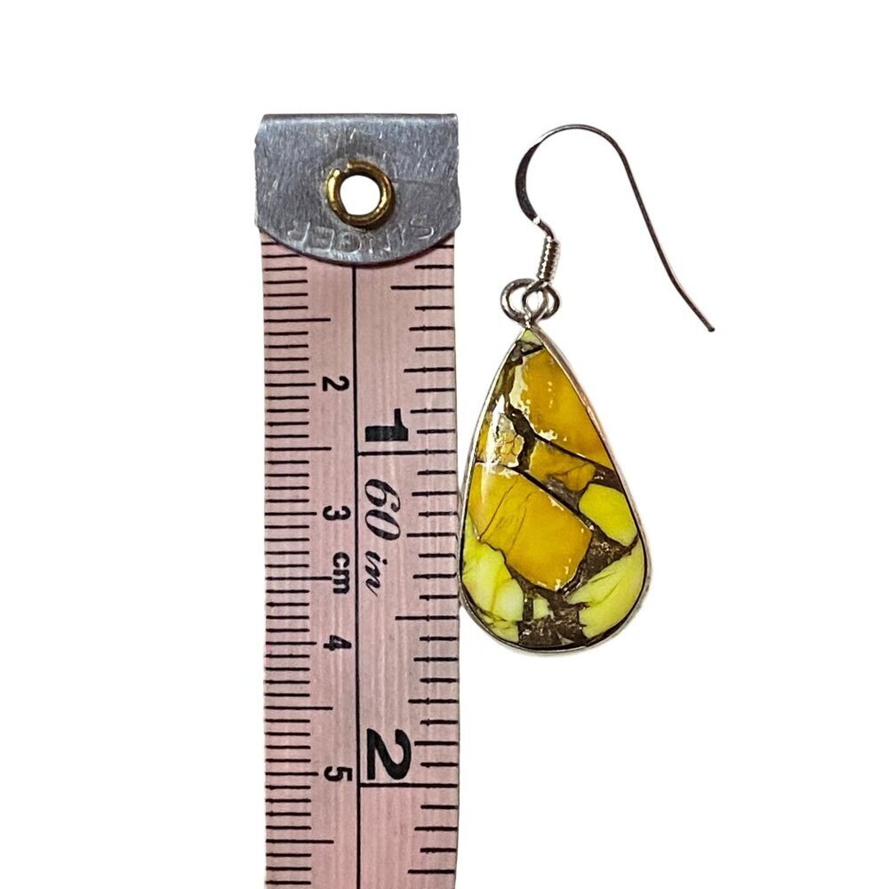 NEW Honey Yellow Dahlia Sterling Silver Dangle Earrings - Picture 4 of 4